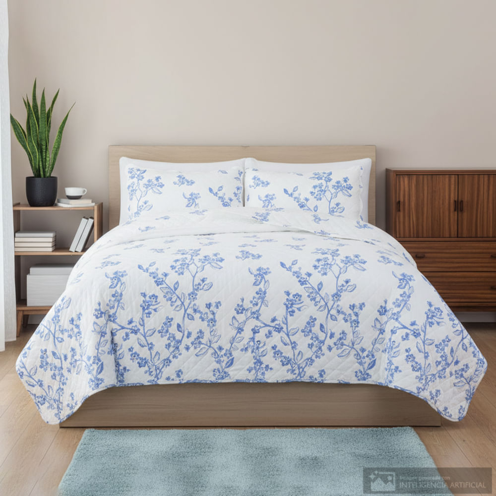 Cubrecama BR home de poliéster estampado flores