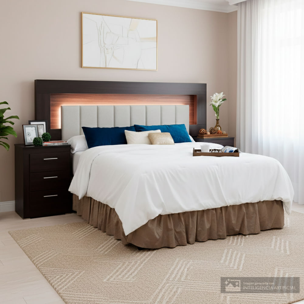 Respaldo king con luz y mesas de noche Hawaii