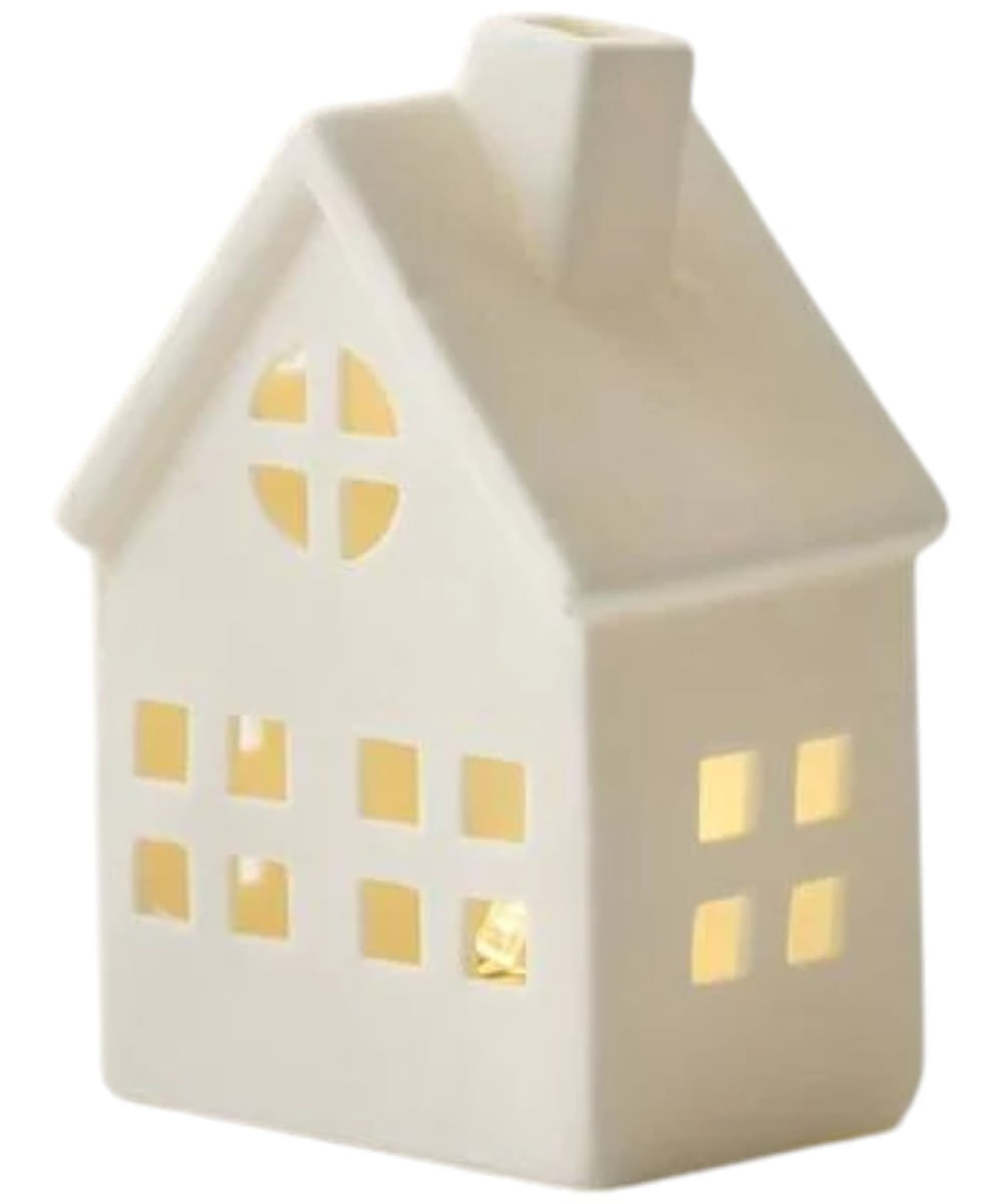 Casa navideña blanca con luz 8.1 x 6.3 x 12.2 cm