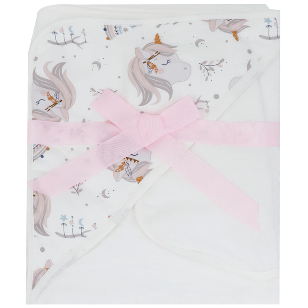 Toalla con capucha multicolor con estampado de unicornio para bebé