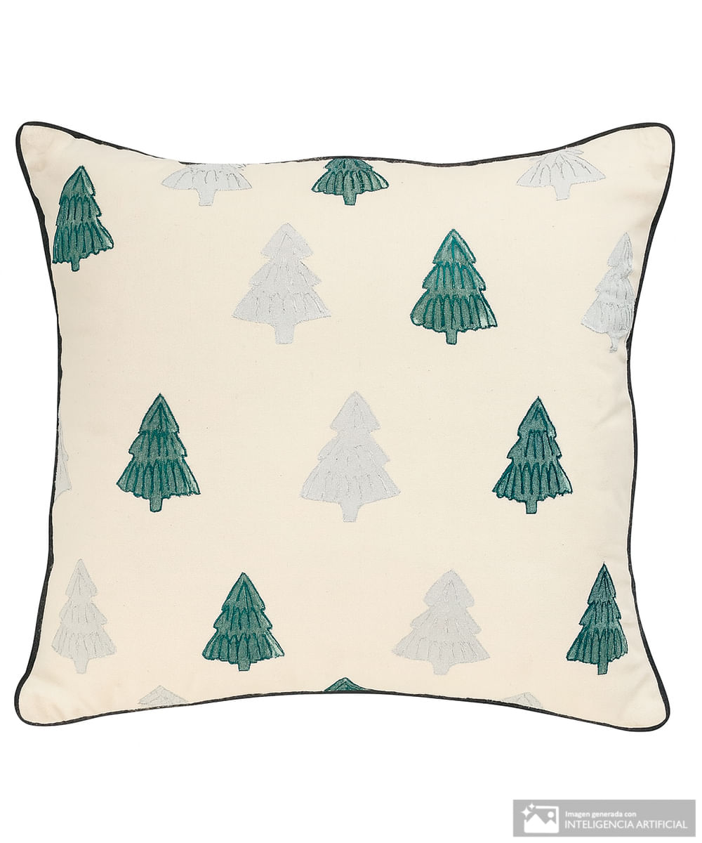 Cojín navideño estampado con bordado 45 x 45 cm