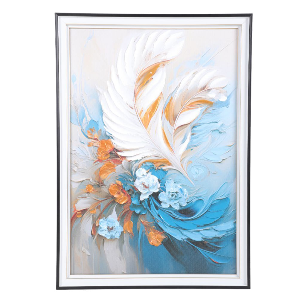 Cuadro decorativo abstracto plumas 49x69 cm