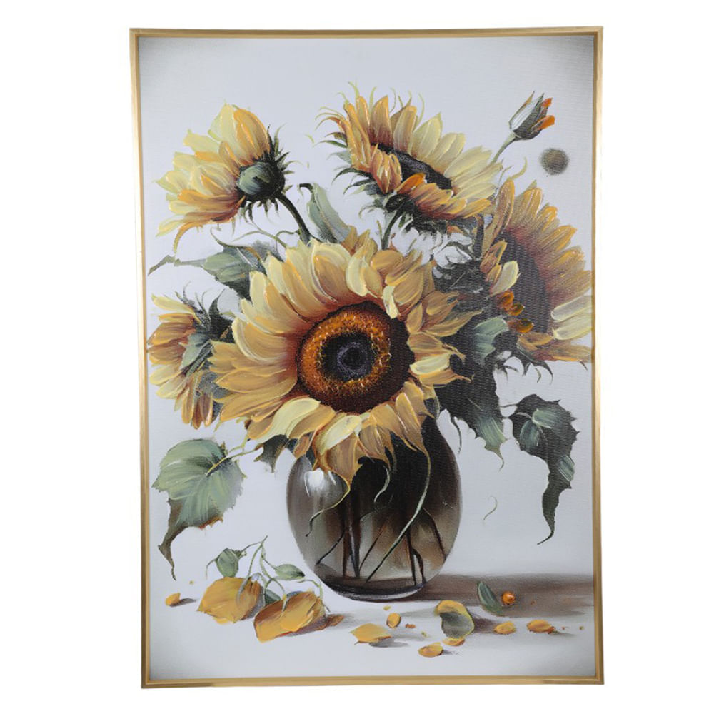 Cuadro decorativo jarrón con girasoles 70x99 cm