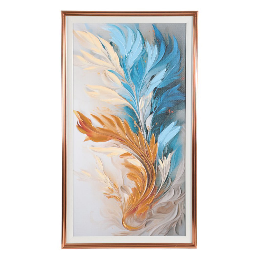 Cuadro decorativo abstracto plumas 40x70 cm