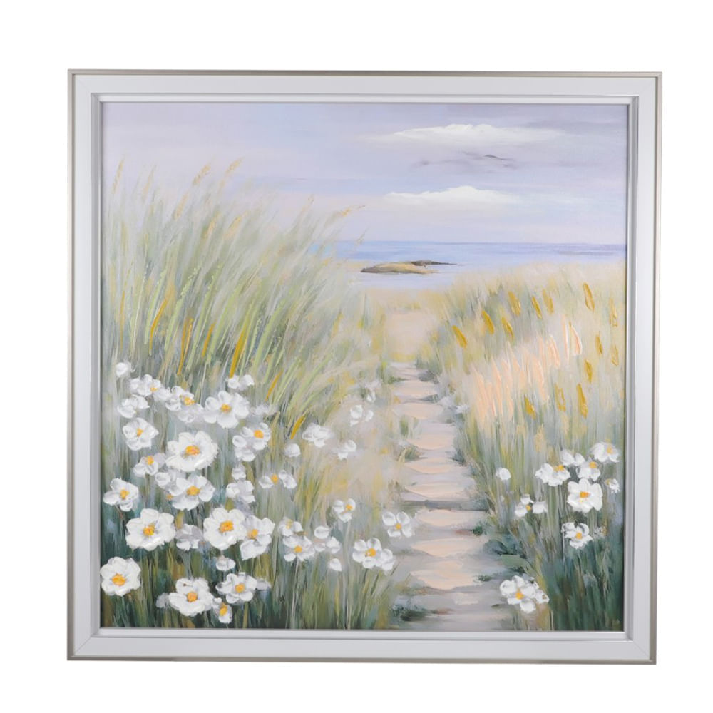 Cuadro decorativo paisajes camino de flores 79x79 cm