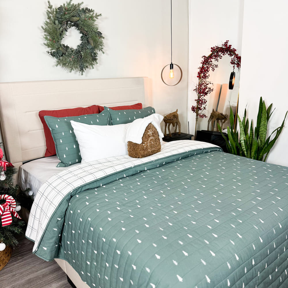 Cubrecama Reversible Christmas Tree 100% Algodón