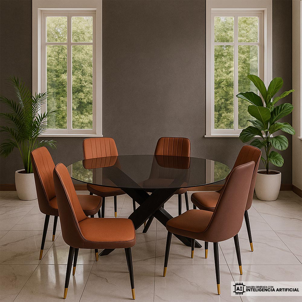 Juego de comedor Luxury 6 personas redondo