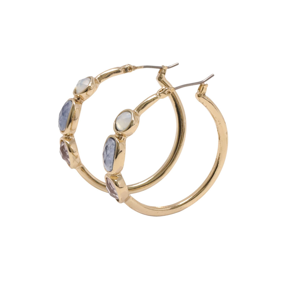Argollas color dorado con piedras semipreciosas para mujer