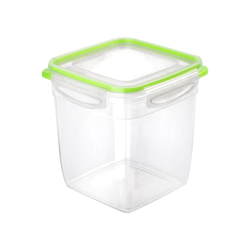Hermético Cuadrado de 2.8 Lt con orilla de silicona en verde
