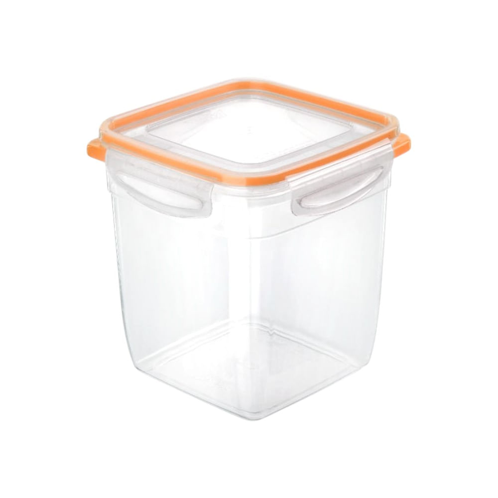 Hermético Cuadrado de 2.8 Lt con orilla de silicona en naranja