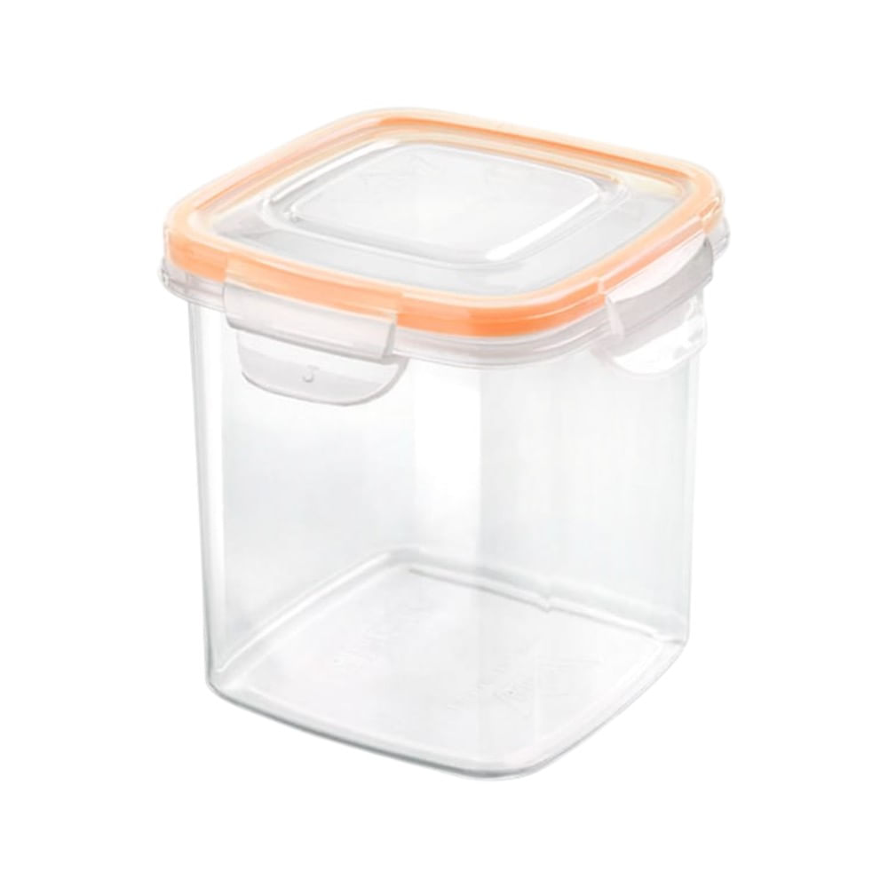 Hermetico Cuadrado de 700ml con orilla de silicona en naranja