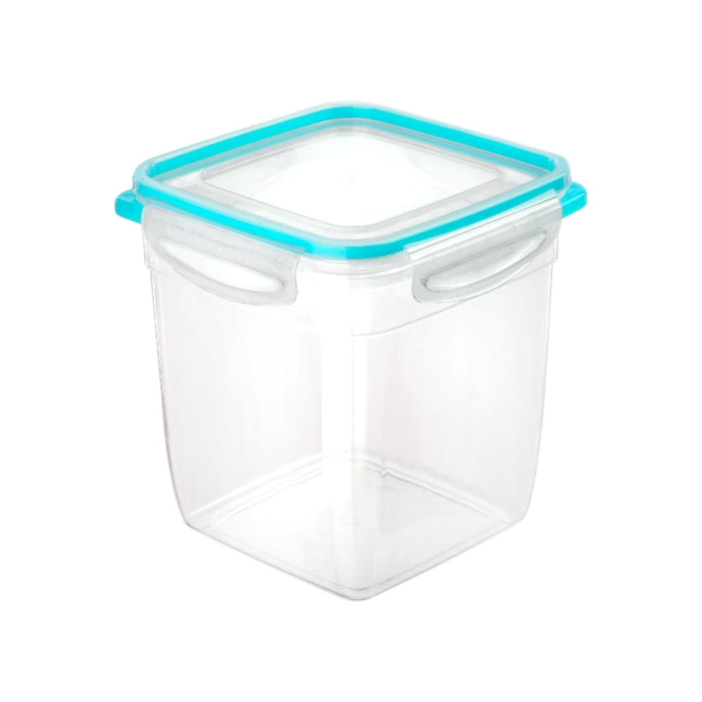 Hermético Cuadrado de 2.8 Lt con orilla de silicona en celeste