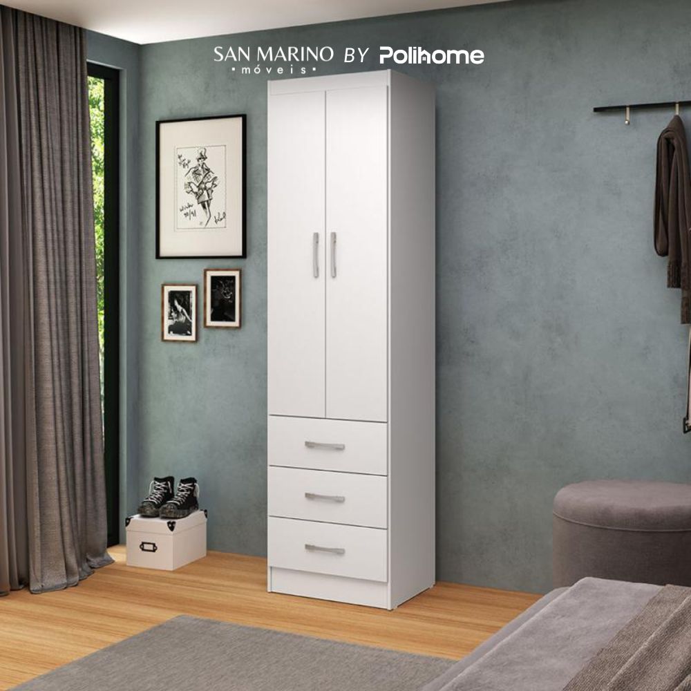 Ropero Texas Blanco 2 Puertas 3 Cajones