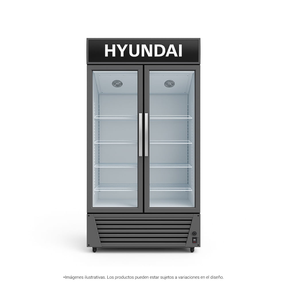 Vitrina refrigerante Hyundai vertical 618 L (22 PCU) gris 2pt HYVR618K