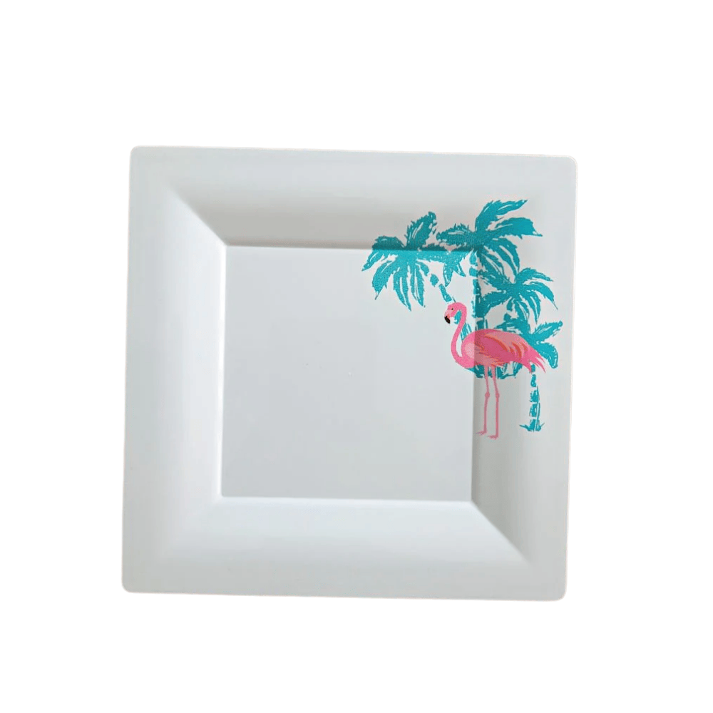 Plato plástico cuadrado para postre