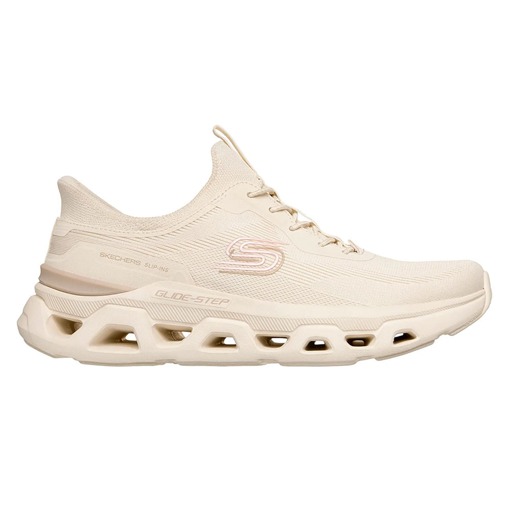Zapato casual Skechers Glide Step color nude para mujer