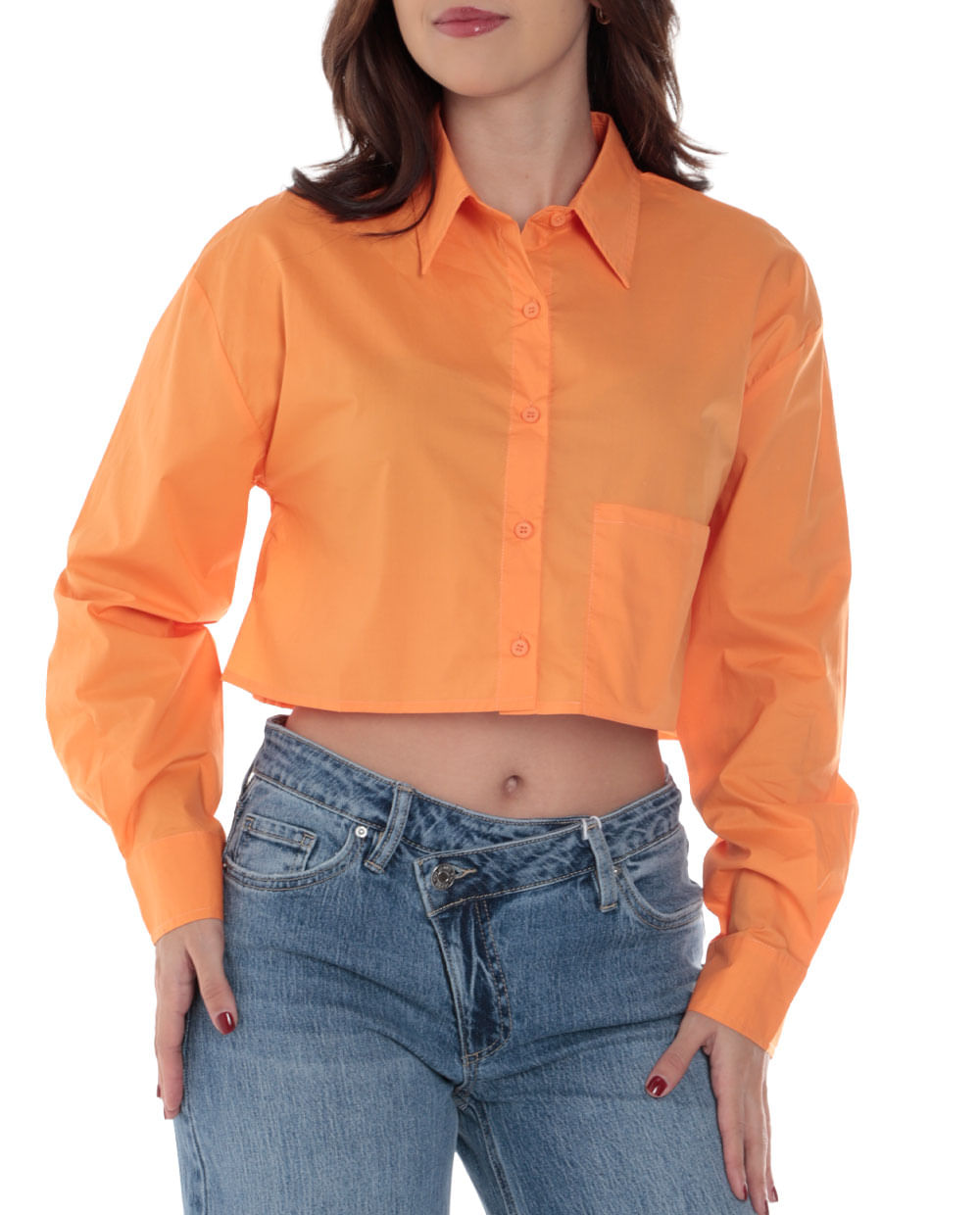 Blusa Toska camisera anaranjada manga larga para mujer