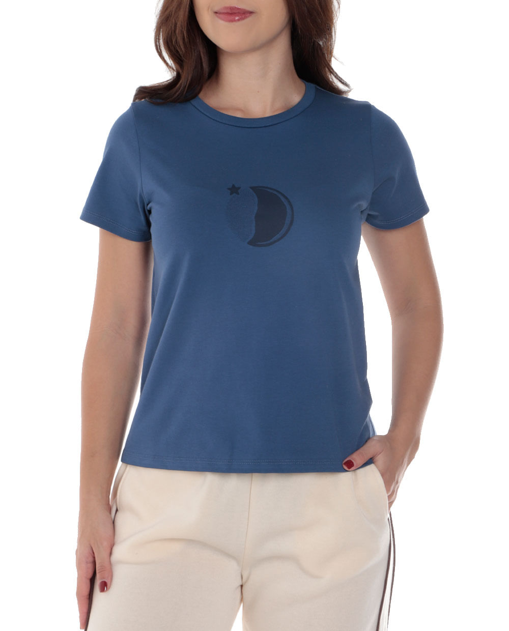 Camiseta Orange azul de mangas cortas para mujer