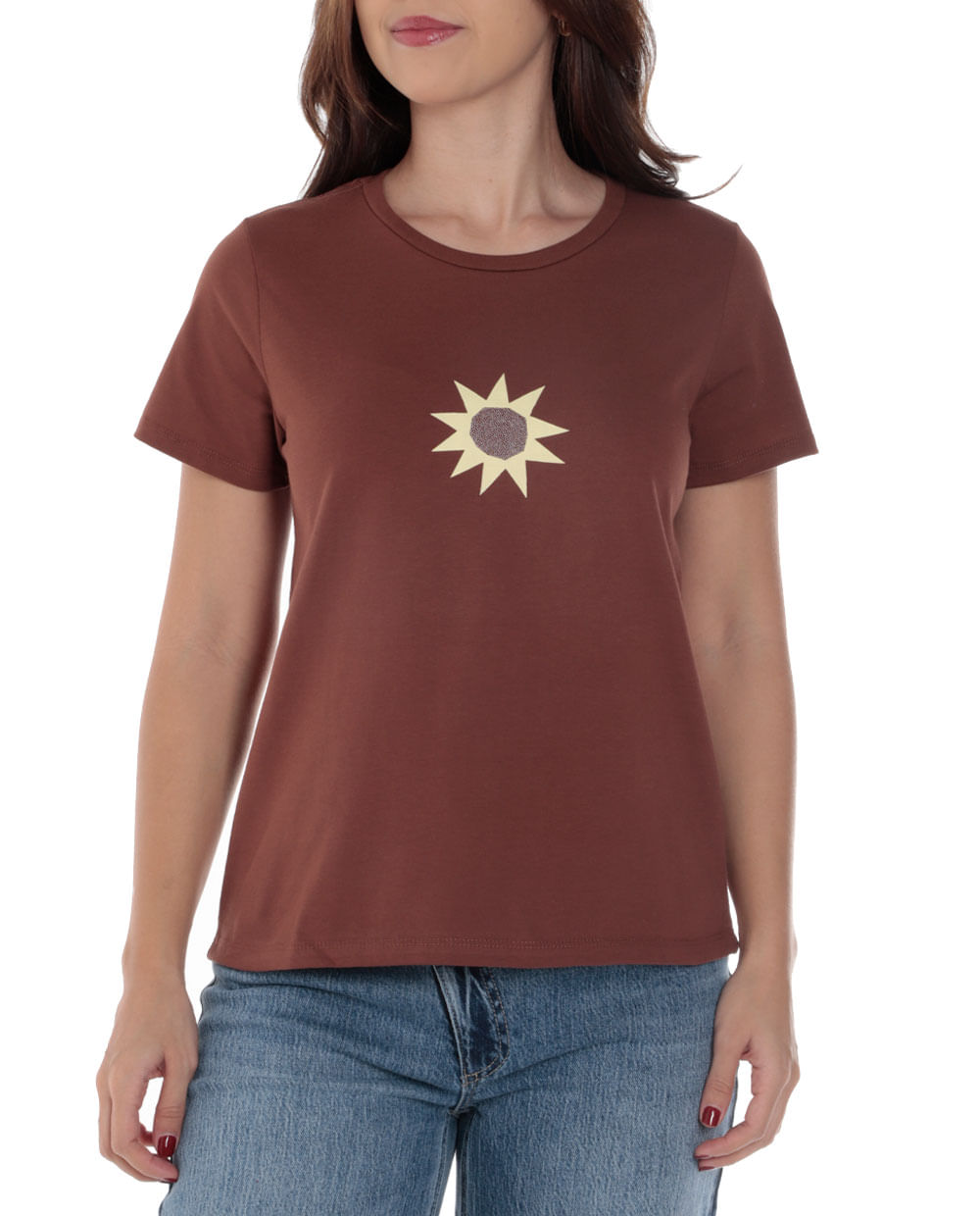 Camiseta Orange café de mangas cortas para mujer
