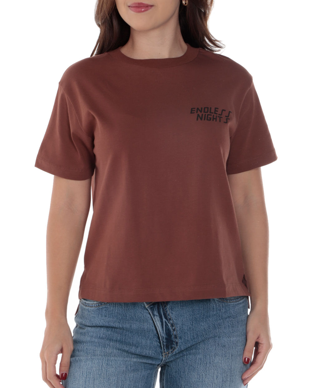 Camiseta Orange café de mangas cortas para mujer