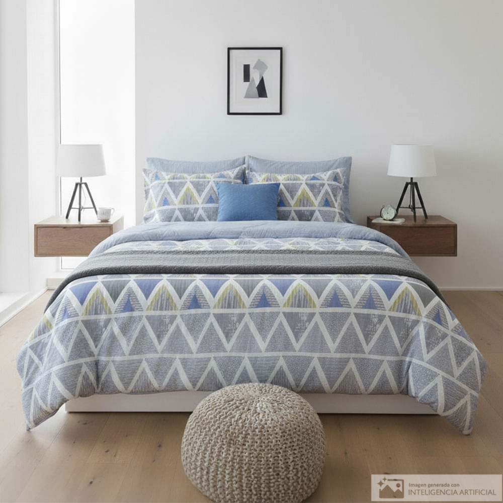 Edredón Detalles de poliéster estampado trizag + frazada