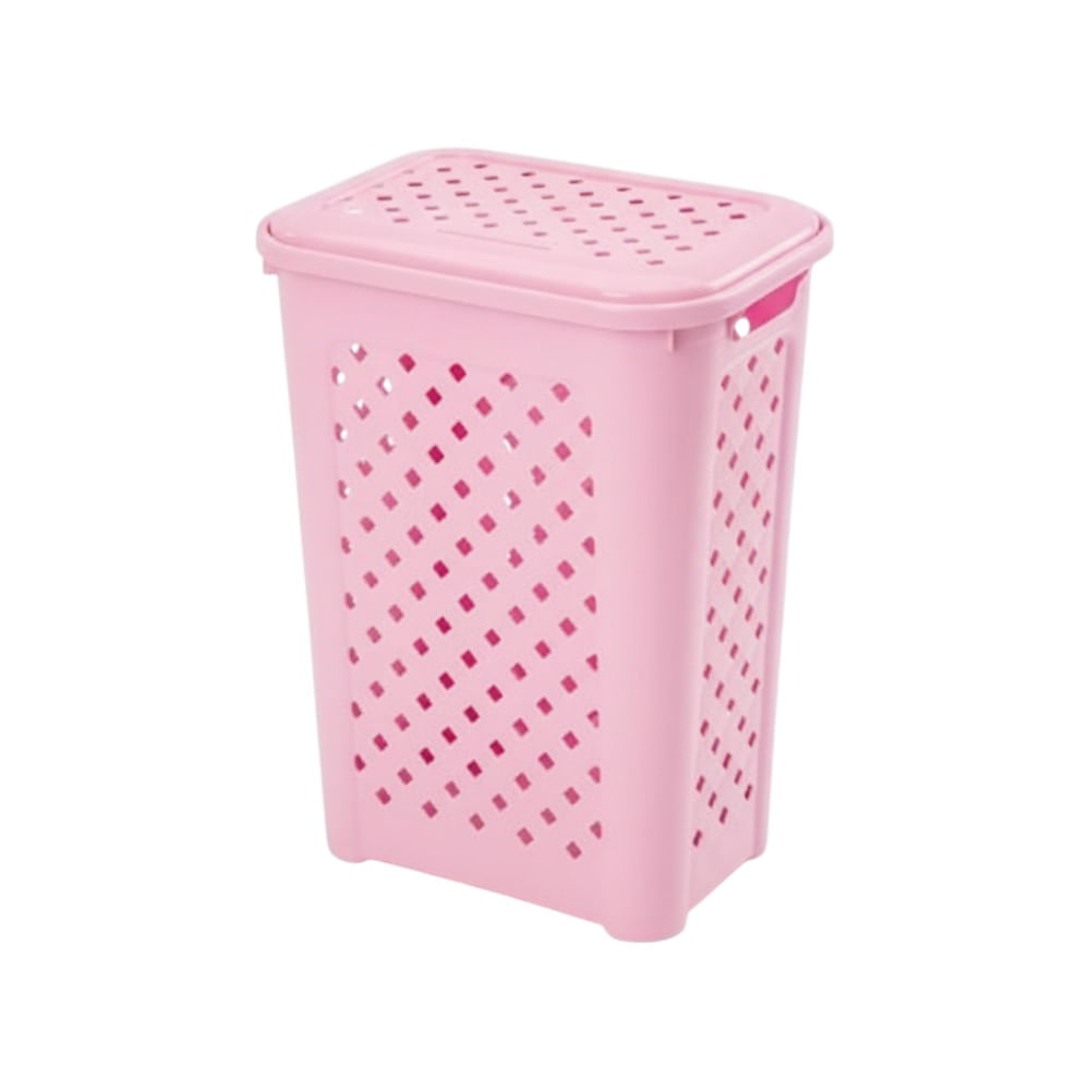 Cesta Nadine Junior 35 Lt con tapa, en color rosado