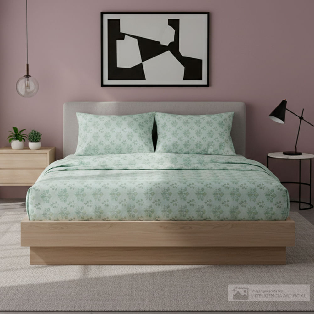 Set de sábana de poliéster diseño estampado