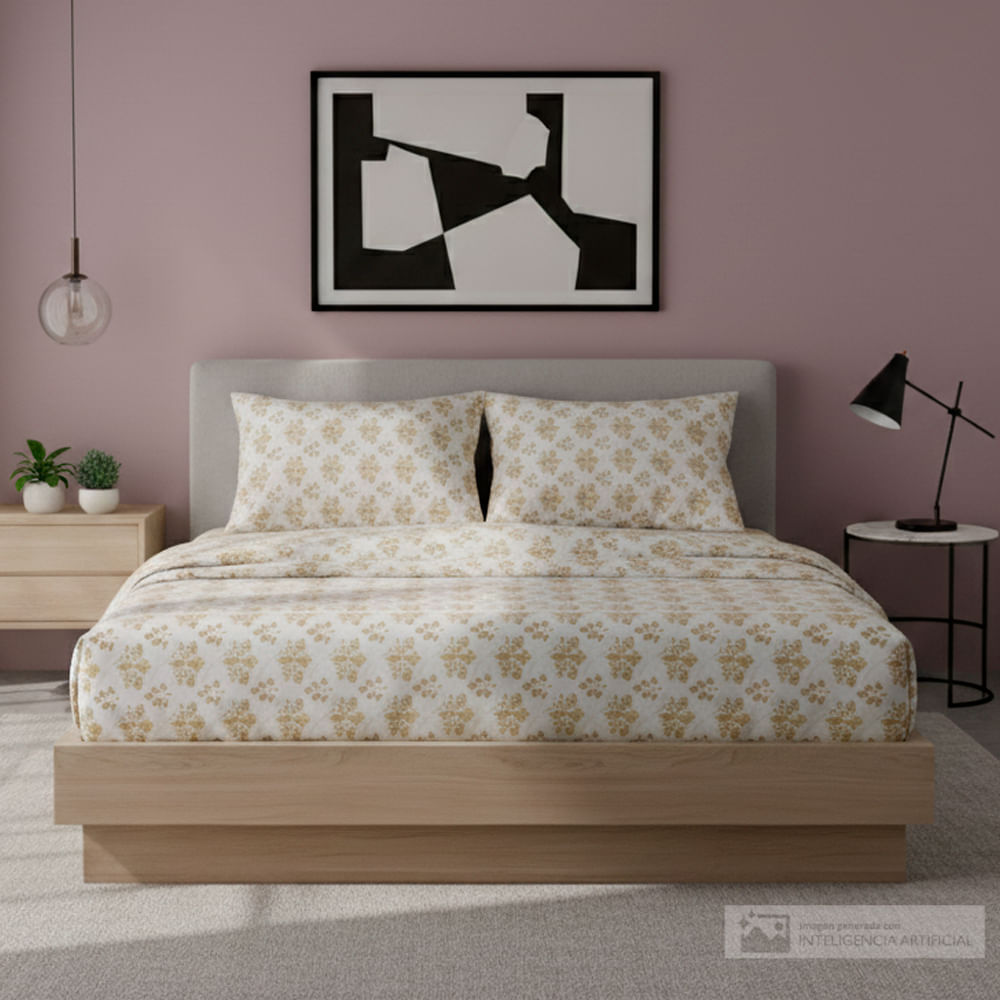 Set de sábana de poliéster diseño estampado