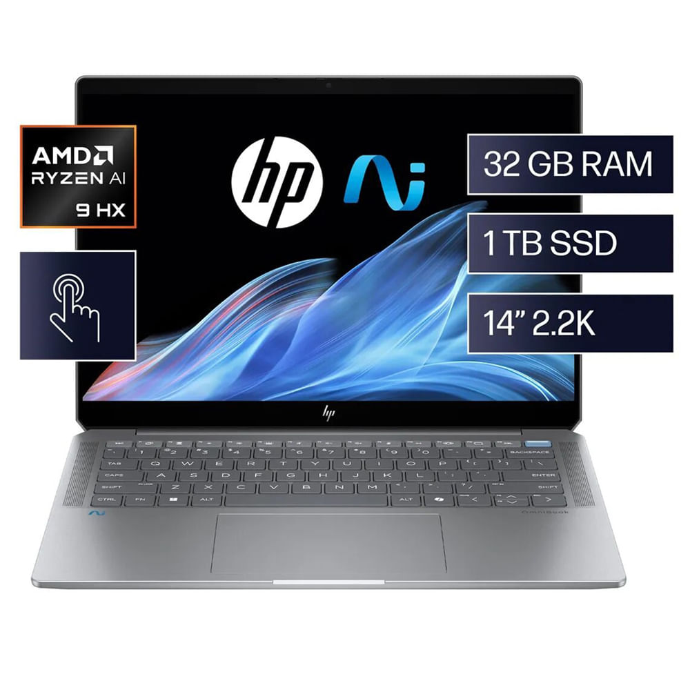 Laptop HP 14-fd0001la OmniBook Ultra Touch AMD Ryzen™ AI 9 HX 375 32GB RAM 1TB SSD Windows 11 14" (35.56 cm)