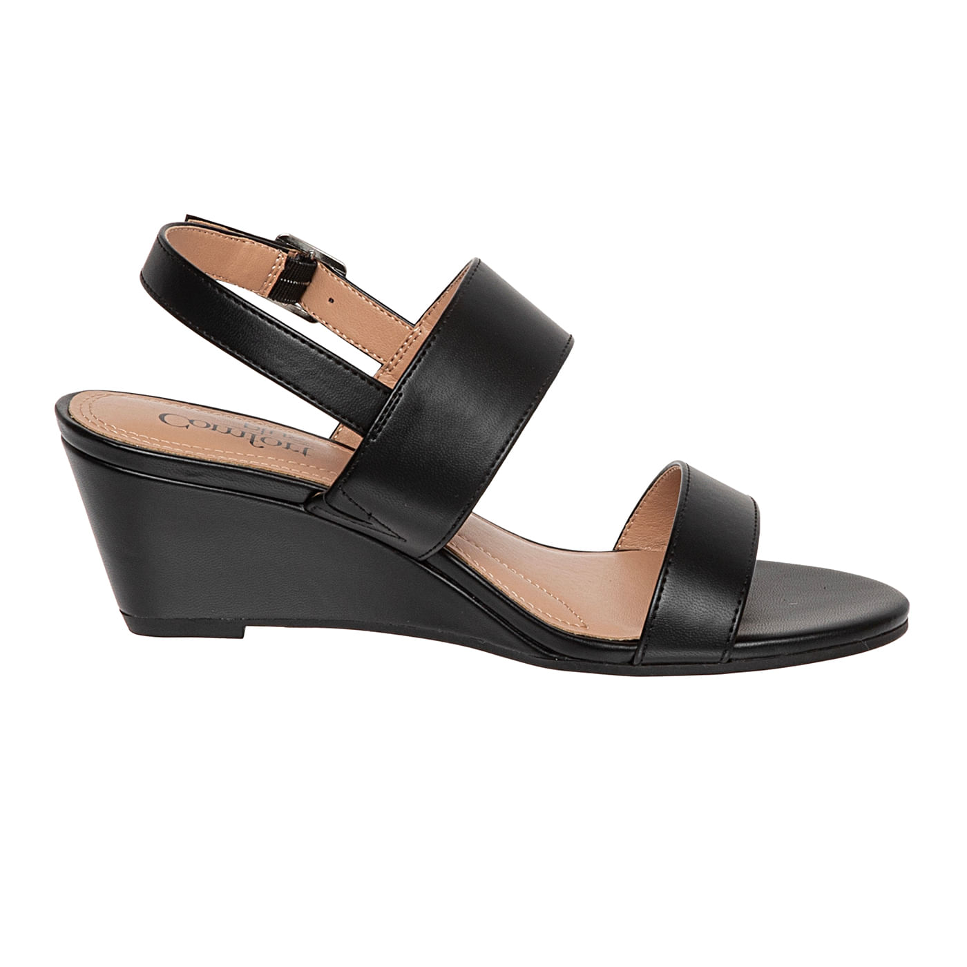 Sandalias Petunia Con Taco Tipo Cuña Para Mujer Negro Comfort Plus 201270