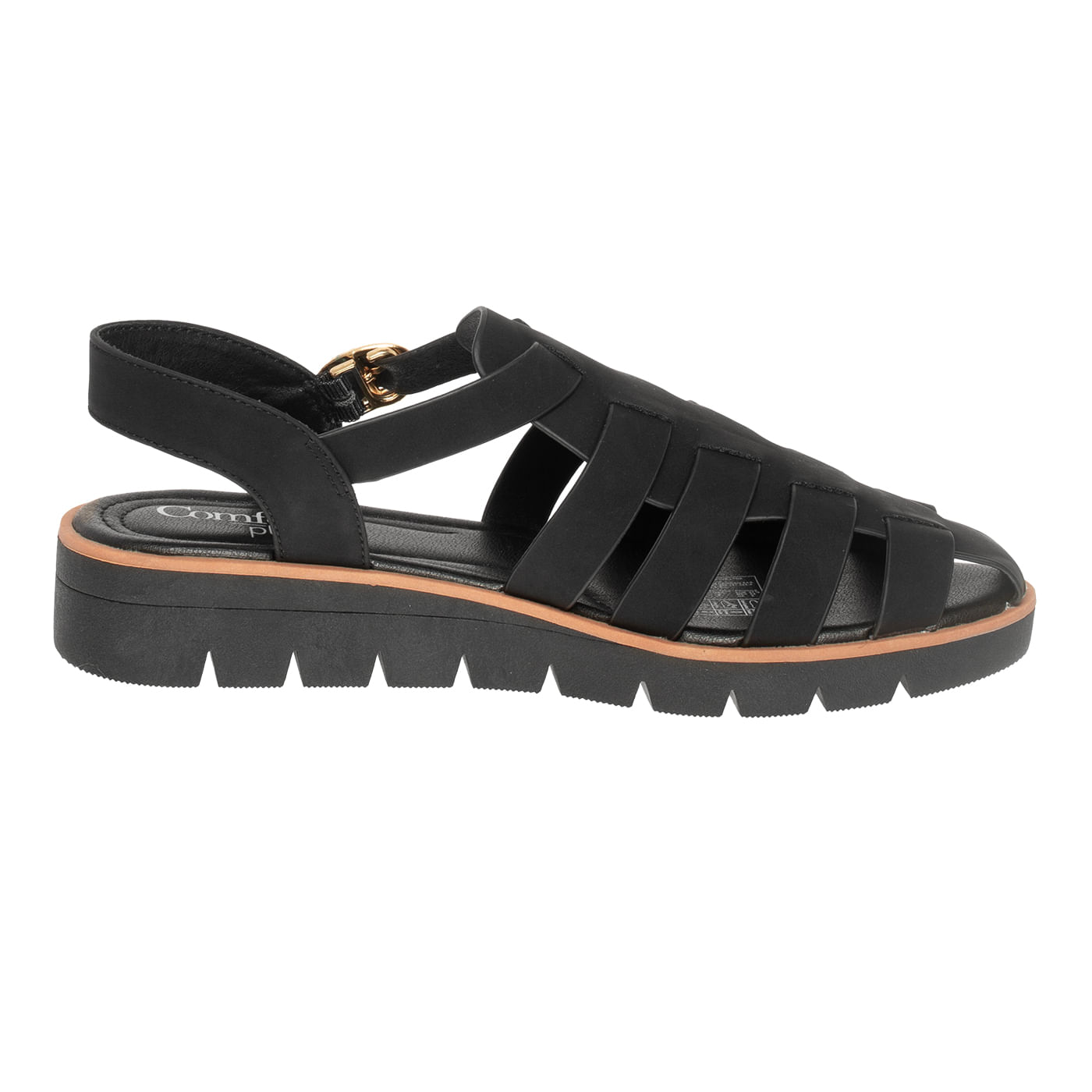Sandalias Maybel Con Taco Tipo Cuña Para Mujer Negro Comfort Plus 201123