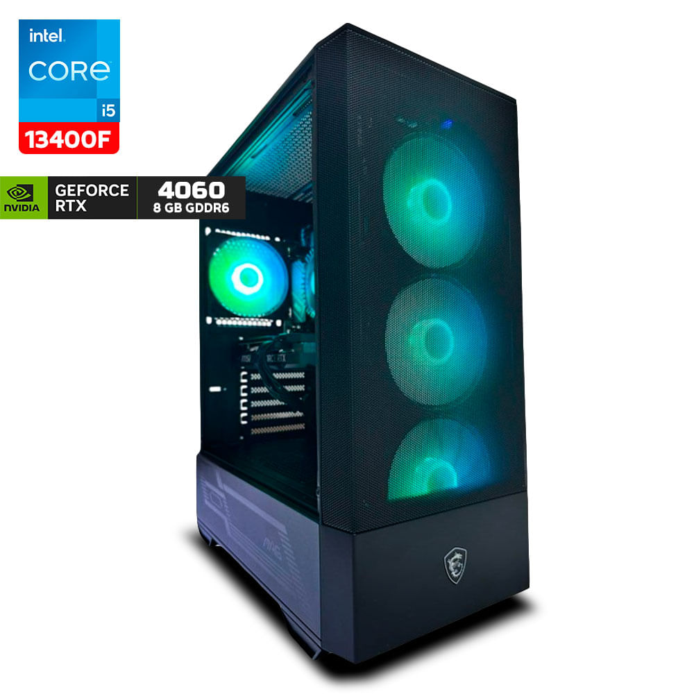 Computadora Gaming De Escritorio NSX Intel Core i5 13400F, 16GB Ram, 1TB SSD, Rtx4060, Win 11 Home