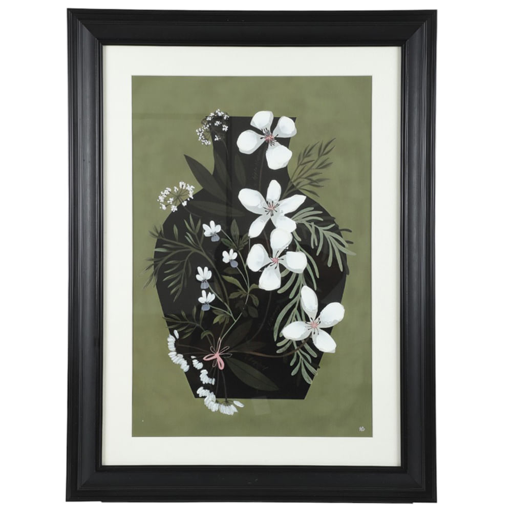 Cuadro decorativo jarrón con flores blancas 61x81 cm