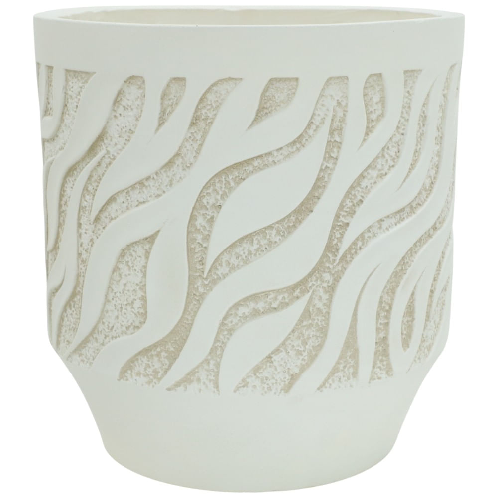 Maceta decorativa de cemento con relieve 27x28 cm