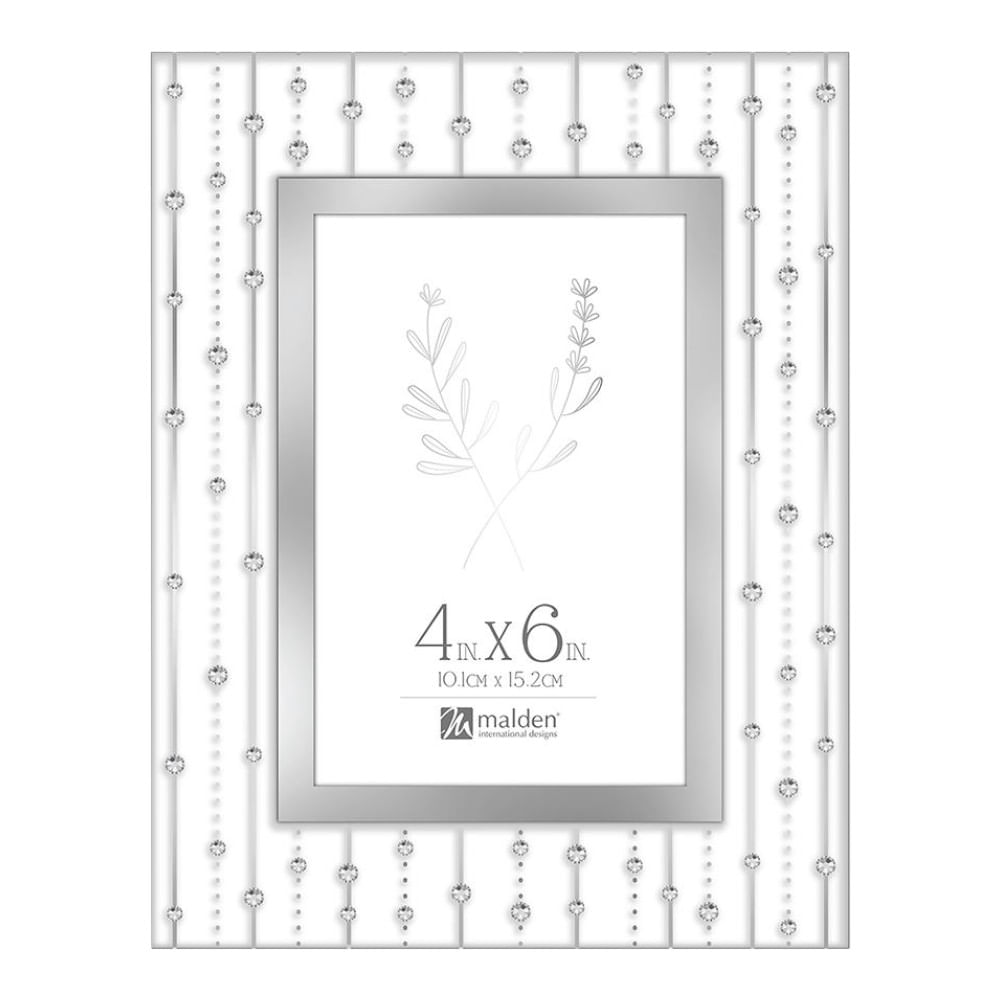 Portarretrato de boda hecho de vidrio con decoración de cristal 10.2x15.2 cm