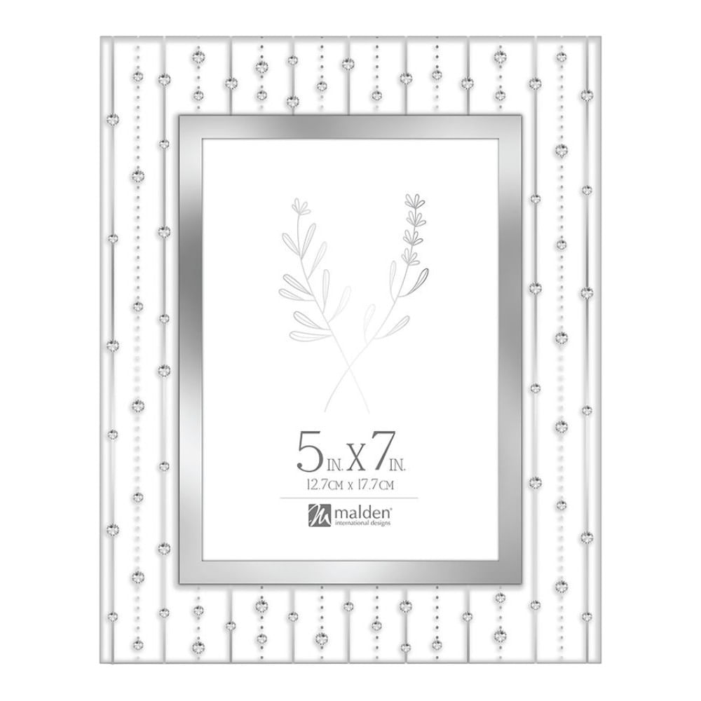 Portarretrato de bodas hecho de vidrio con decoración de cristal 12.7 x 17.8 cm