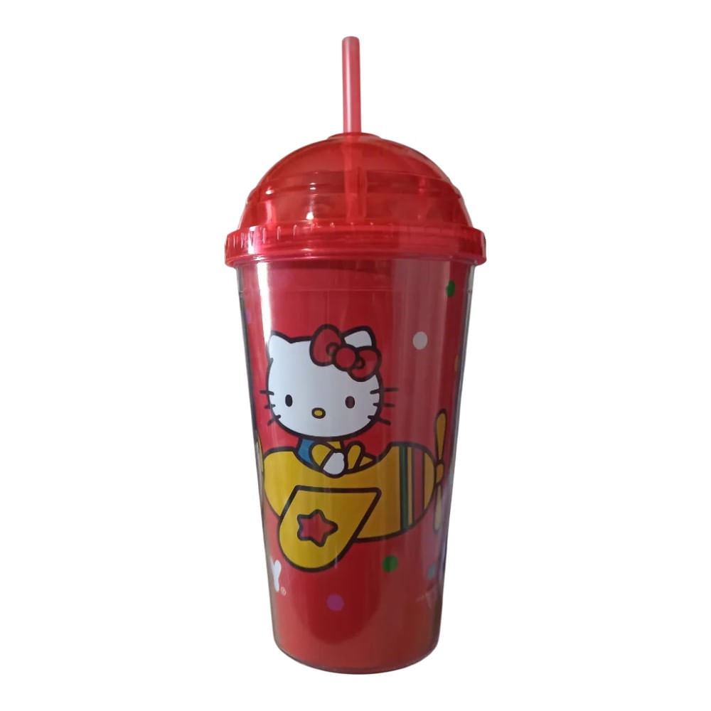 Vaso con tapa y pajilla Disney Hello Katty 450 ml