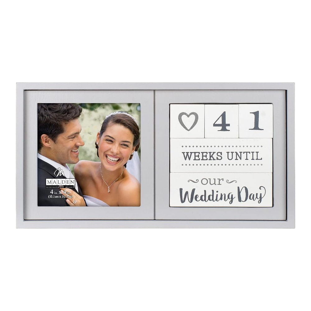 Marco decorativo para bodas con bloques de fechas y frases 10.2x10.2 cm