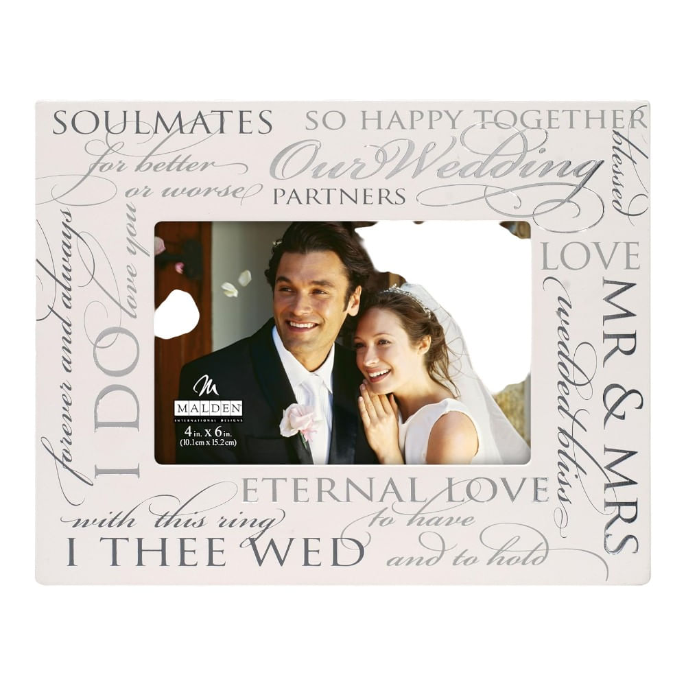 Portarretrato "nuestra boda" de vidrio 10.2x15.2 cm