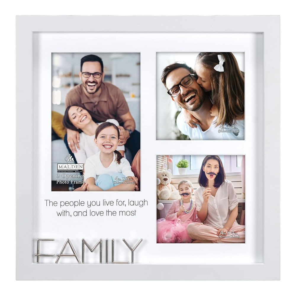 Portarretrato collage "family" de vidrio para 3 fotos 10.2x15.2 cm