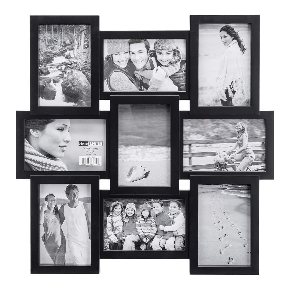 Portarretrato collage "crossroads" de madera para nueve fotos 10.2x15.2 cm