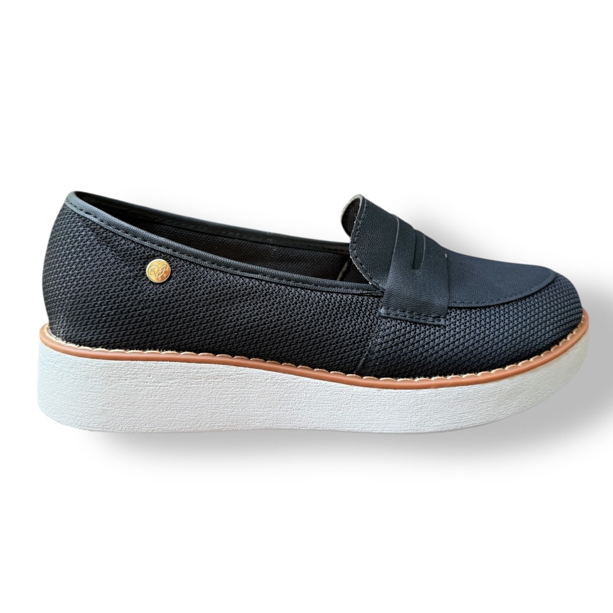 Mocasin casual Selene en color negro y knit premium para dama