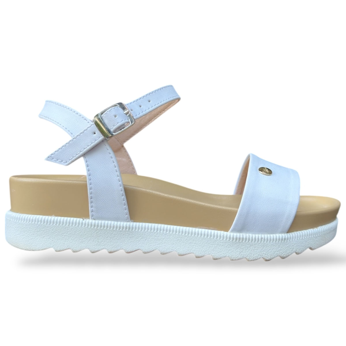 Sandalia casual  Luna en color blanco para dama