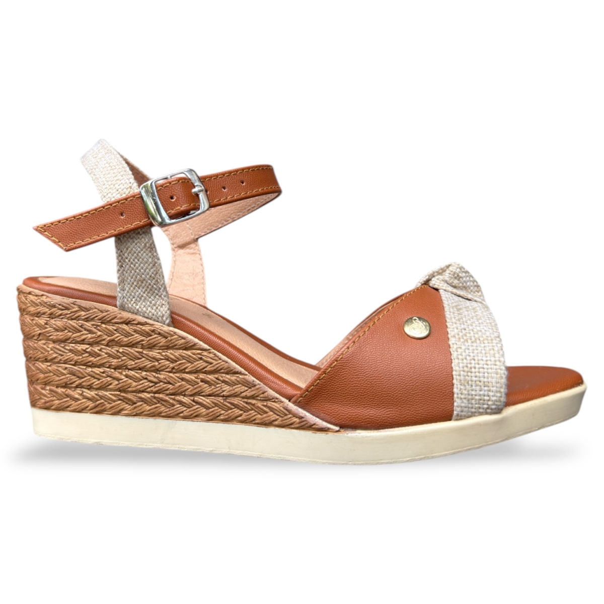 Sandalia casual Sarai en color gena y fibra de yute para dama