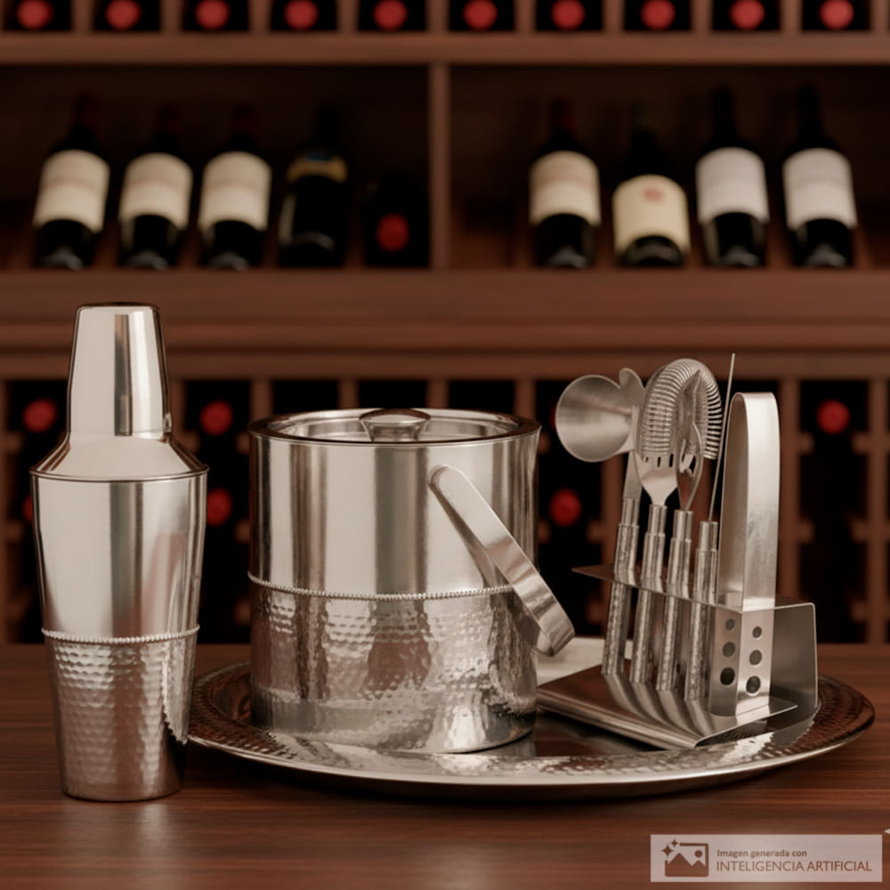 Set de 9 accesorios de acero inoxidable para bar