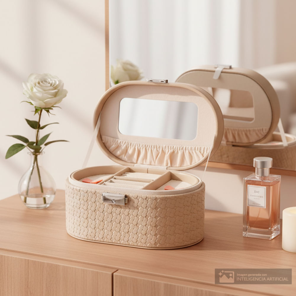 Organizador para joyas con espejo color surtido 20x13x10 cm