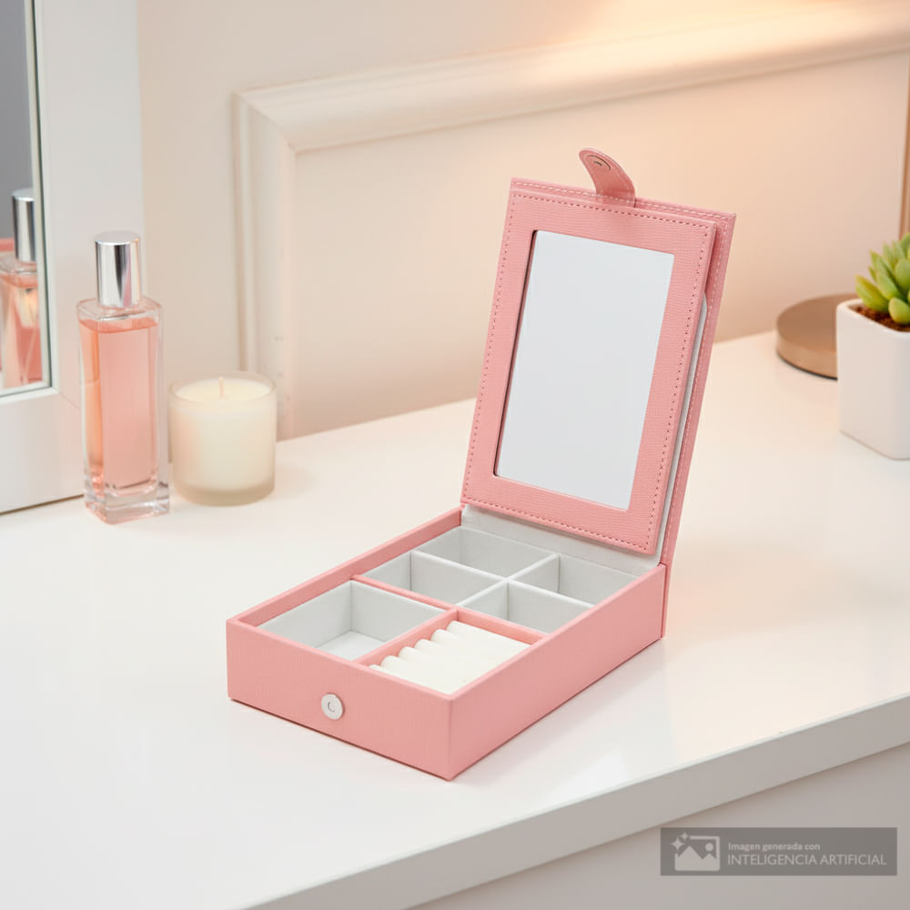 Joyero con espejo color surtido 21x15x6 cm