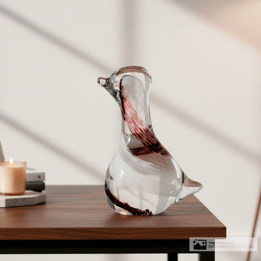 Figura decorativa de vidrio con forma de ganso 13x6x10 cm