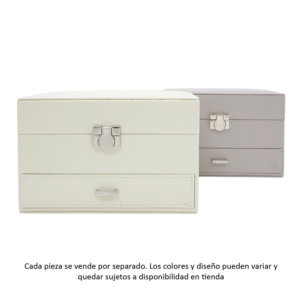 Joyero con espejo y múltiples compartimentos color surtido 15x23x16 cm