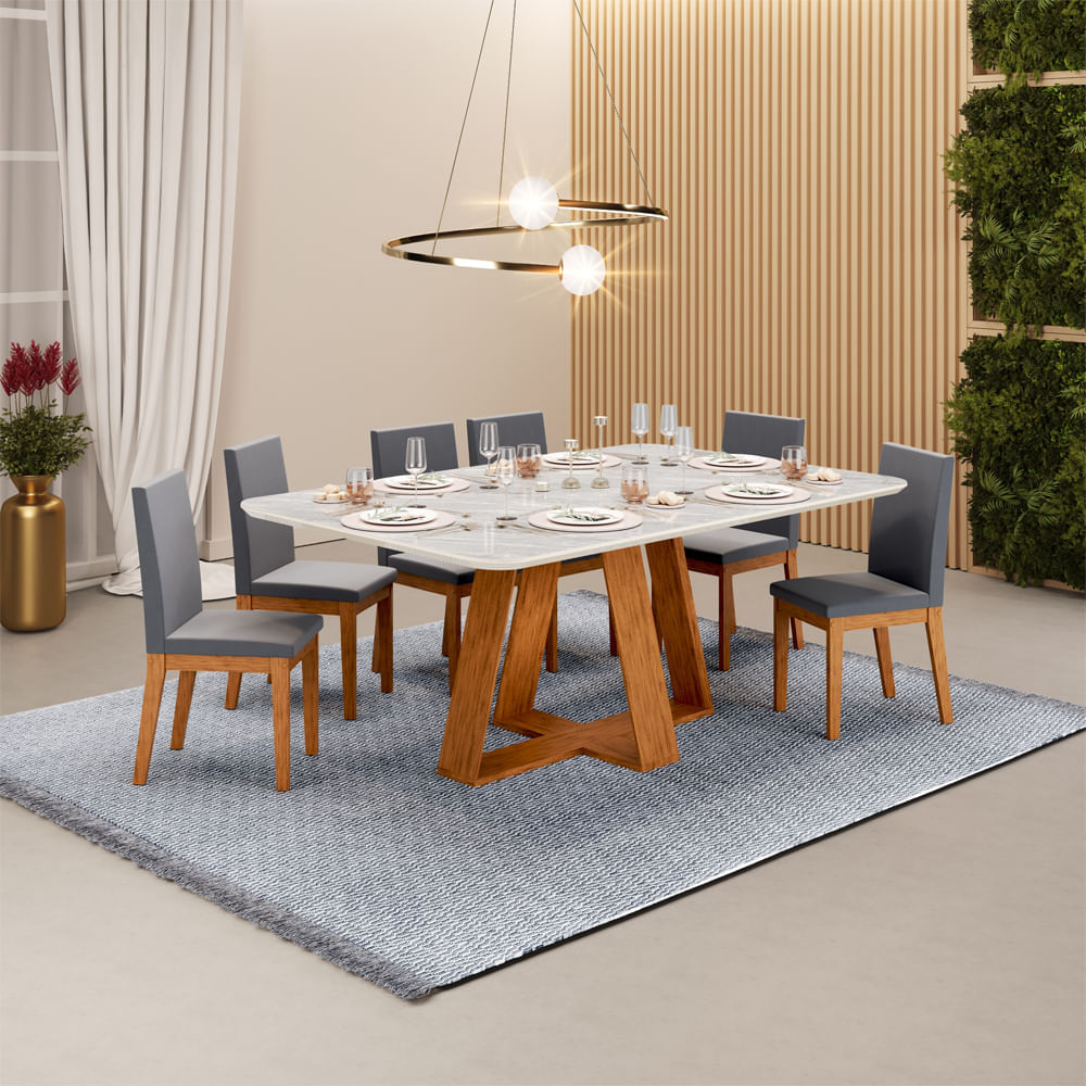 Juego de comedor Celeste Susy 6 personas rectangular